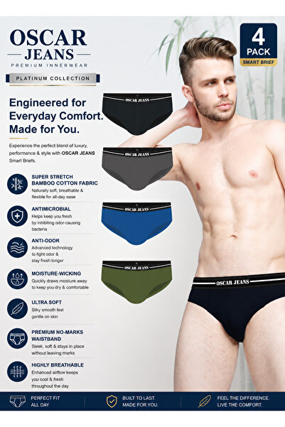 OSCAR JEANS Platinum Collection Men's Underwear Briefs Cotton Bamboo Lycra Ul...