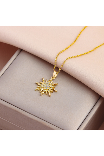 Choice 8172 New In 18K Gold Plated Micro Inlaid Zircon Sun Pendant Necklaces ...
