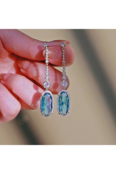 Choice E2166 Huitan Silver Color/Gold Color Sky Blue CZ Drop Earrings Women T...