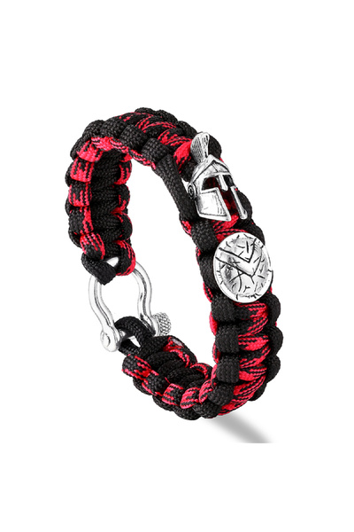 Choice Red Silver Nordic Outdoor Spartan Warrior Helmet Lanyard Bracelets Men...