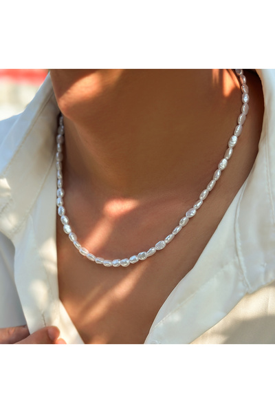 Choice white Salircon Simple Baroque Imitation Pearl Chain Choker Necklace El...