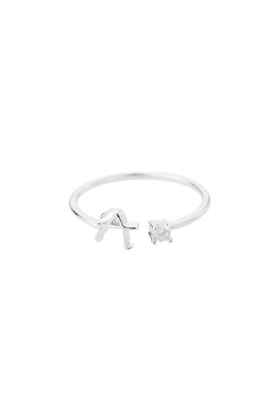 Choice A Sliver Plated Mini Zircon A-Z Letter Initial Rings For Women Gold Co...