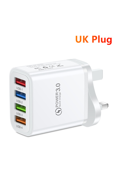 Choice شاحن USB أبيض بريطاني 5 فولت 3 أمبير متعدد الشحن السريع للهواتف المحمو...