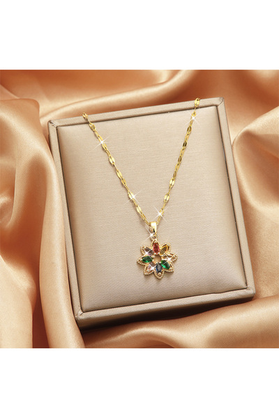 Choice Gold Color ZAKOL New Fashion 7 Colors Rainbow Zircon Crystal Flower Pe...