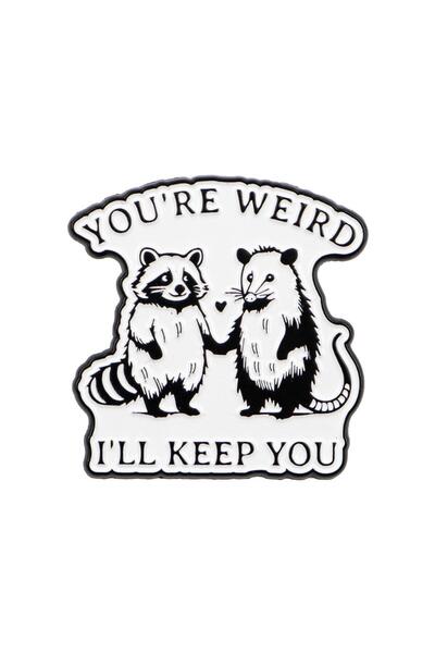 Choice 2 Humorous Quotes Enamel Pin Cartoon Raccoon & Opossum Brooch For Coat...