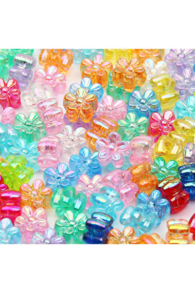 Choice6 C00058 100pcs 4x7mm Tiny AB Color Acrylic Flower Beads Mix Shiny Loos...