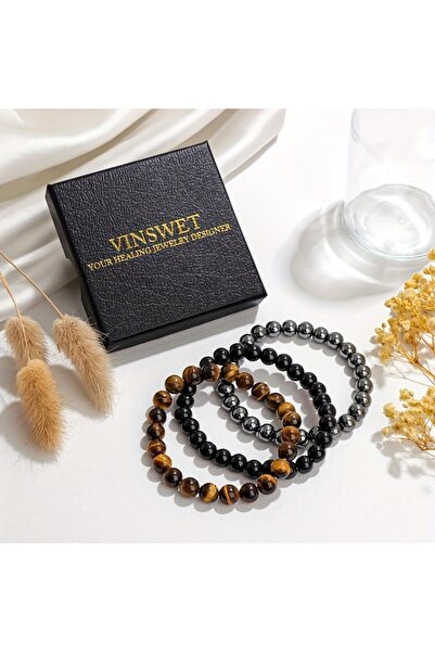 Choice 8mm 3 Pcs Set 3 Pcs/Set Bohemian Gemstone Bracelet Women Men Wealth & ...