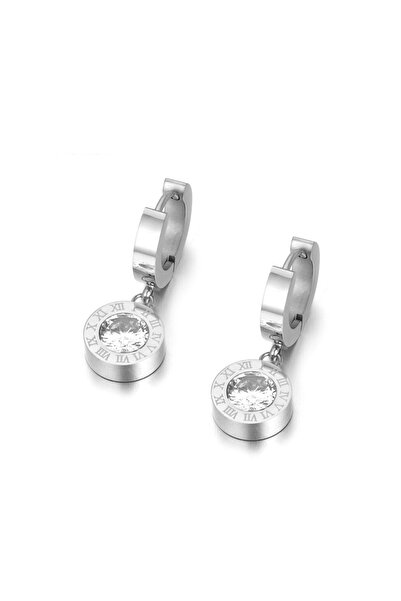 Choice E18041P Fashion Cubic Zirconia Round Roma Number Stainless Steel Earri...