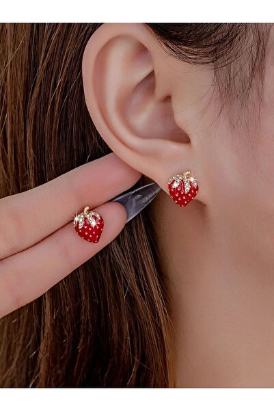 Choice WHITE Gold-color Elegant and Delicate Small Strawberry Stud Earrings -...