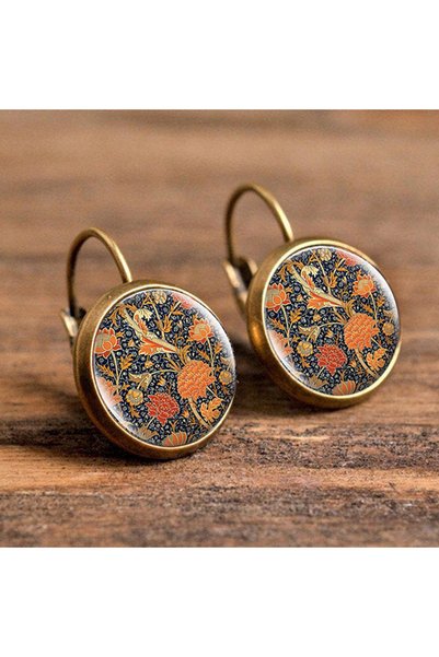 Choice 3 Vintage Pink Rose Flower Earrings Retro Round Antique Bronze Glass D...