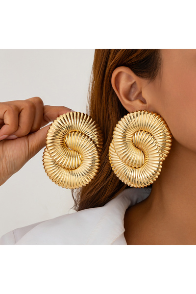 Choice Gold Color Ingemark Exaggeration Large Geometric Spiral Stud Earrings ...
