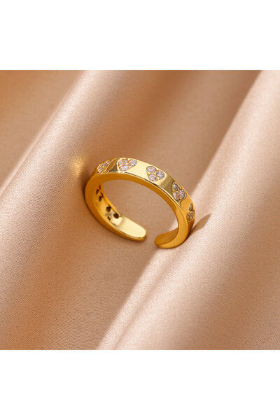 Choice resizable JZ6395G Zircon Geometric Heart Rings For Women Stainless Ste...