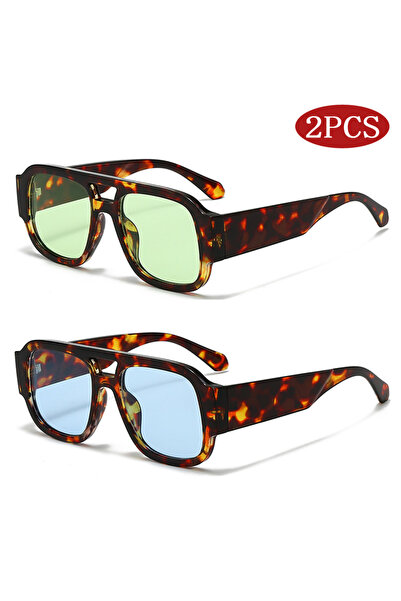 Choice3 2pcs z01 2pcs Fashion Candy Color Square Sun Glasses Women Large Fram...