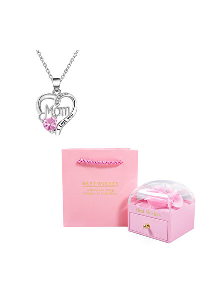 Choice 45cm PK-PK Birthstone Heart Pendant Necklace For Women With Rose Gift ...