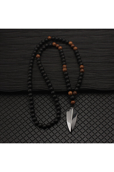 Choice 68cm N043 8mm Matte Black Wood Round Beads Hematite Big Arrow Pendant ...