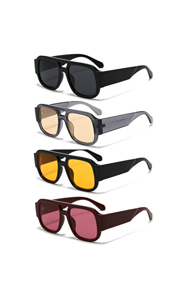 Choice6 4pcs z12 1/4 Sets Retro Large Frame Double Bridges Square Sun Glasses...