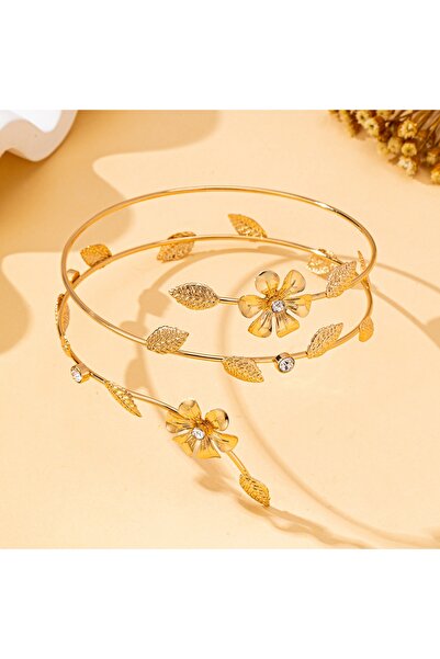 Choice Gold-color A Women's Arm Bracelet with Three-Dimensional Flower and Vi...