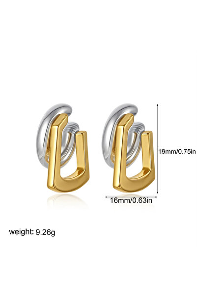 Choice T528 Unique Design Gold Silver Mix Color Geometric Clip Earring Cuff S...
