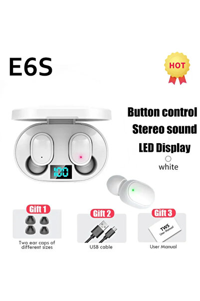 Choice4 White Earbuds E6S Wireless Earphones Bluetooth Headphone Gaming Heads...