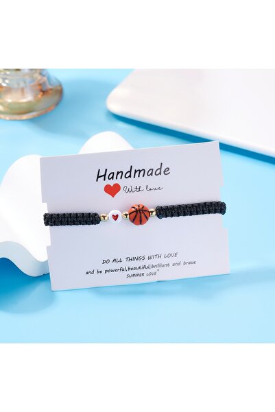Choice4 BR23Y0535-3 Ball Sports Braided Rope Bracelet Acrylic Heart Volleybal...