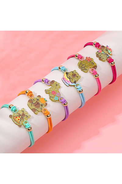 Choice QT044-1 6Pcs/set Girls Cartoon Cute Acrylic Capybara Charm Elastic Rop...
