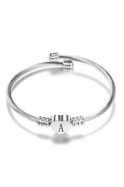 Choice15 A Silver Fashion Initial Letter Stainless Steel Cuff Bracelet For Wo...