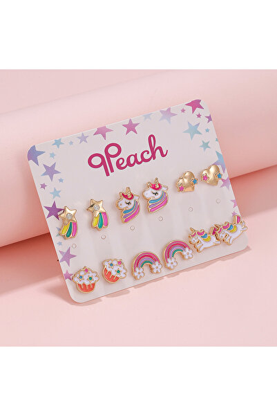 Choice QT050 12Pcs/set Cute Girls Cartoon Unicorn Rainbow Love Zinc Alloy Cha...