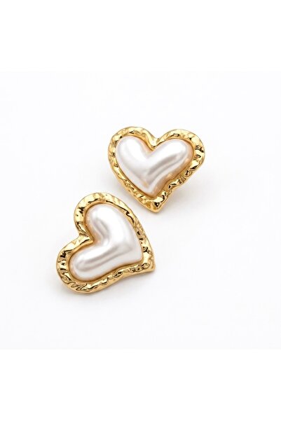 Siya Silver Non-Tarnish Steel Pearl Heart Earrings