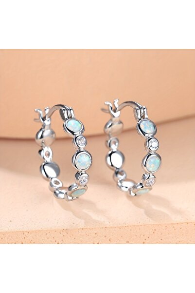 Choice WB6561-1 Retro Elegant Style Hoop Earrings for Women Opal Shiny Cubic ...