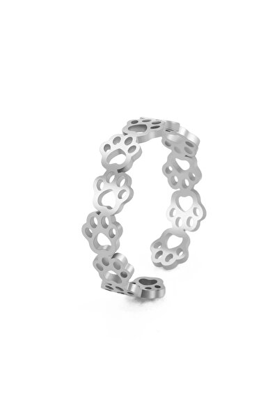 Choice resizable Steel Color Skyrim Cute Cat Dog Animal Paw Open Rings for Wo...