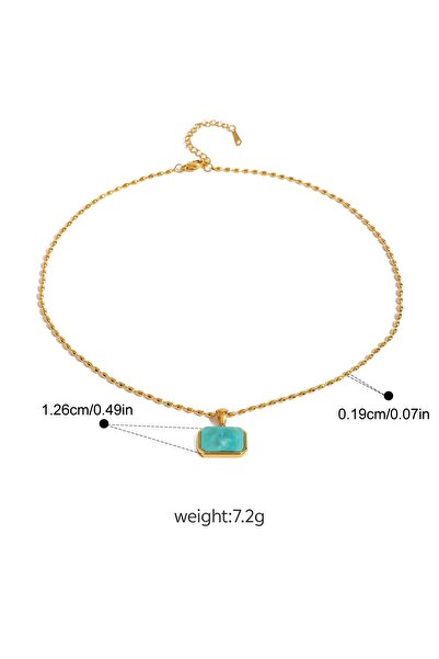 Choice Light blue Yupsk Natural Stone Square Pendant Necklace for Women Stain...