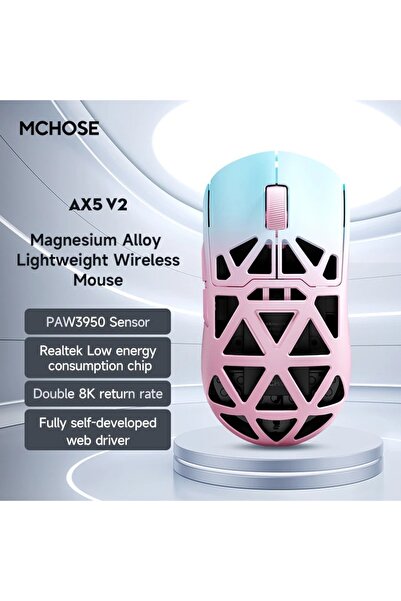 Choice1 ماوس الألعاب اللاسلكي الجديد AX5 V2 باللون الوردي من MCHOSE، مستشعر ب...