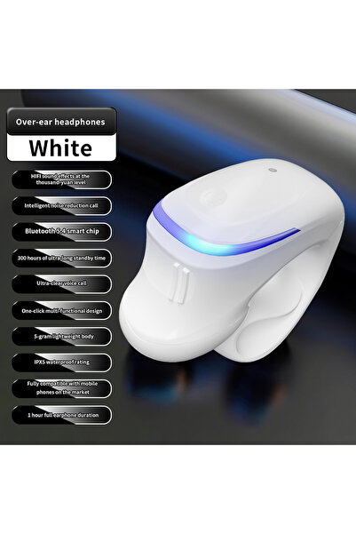 Choice1 White Wireless Bluetooth 5.3 Headphone Bone Conduction Headset Clip S...