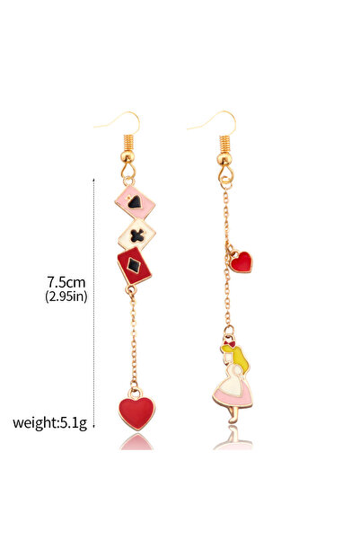 Choice E00178-01 Funny Clock Playing Card Drop Earrings Alice in Wonderland H...
