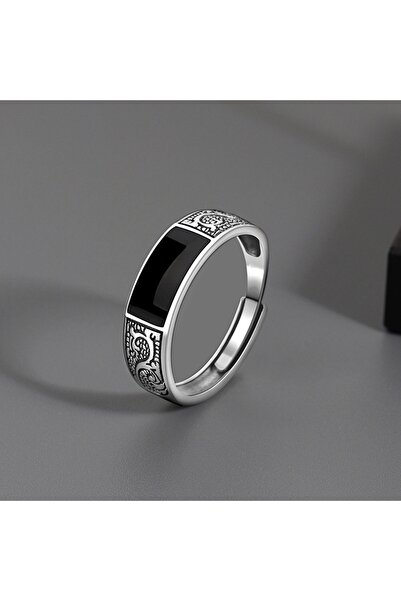 Choice Adjustable Type2 Vintage Faux Onyx Rings for Men Temperament Stainless...