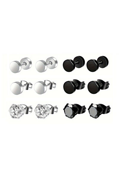 Choice 6 pair set A 28pcs Fashionable Minimalist Stainless Steel Earrings For...