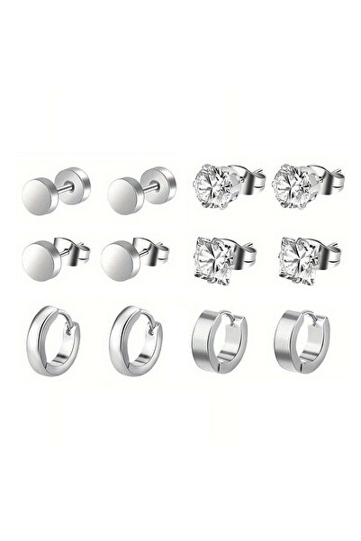 Choice 6 pair set C 28pcs Fashionable Minimalist Stainless Steel Earrings For...