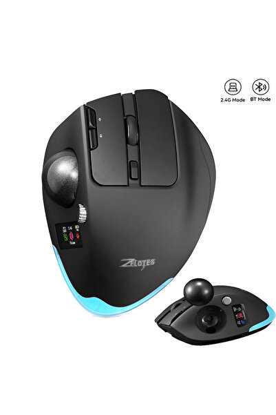 Choice Black Ergonomic BT& 2.4G Wireless Trackball Mouse with Screen Display,...