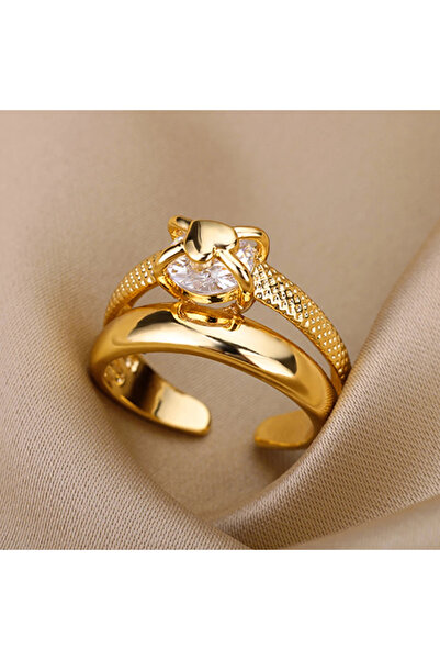 Choice1 resizable JZ3762G Colorful Cubic Zircon Ring for Women Stainless Stee...