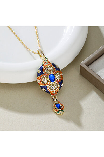 Choice YC2048-1 Vintage Palace Style Enameled Zircon Pendant Necklace for Wom...