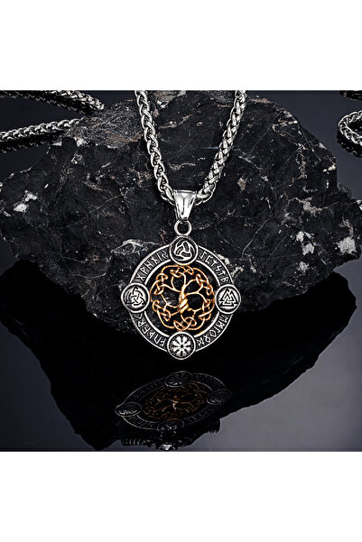 Choice 60CM Gold Chain Never Fade Norse Rune Life Tree Necklace Men Gold Colo...