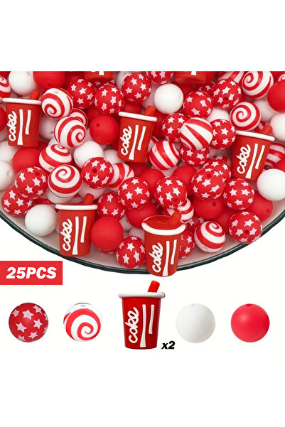 Choice مجموعة خرز سيليكون من سلسلة كوكاكولا، 25 قطعة/5/25 قطعة، مثالية للحرف ...