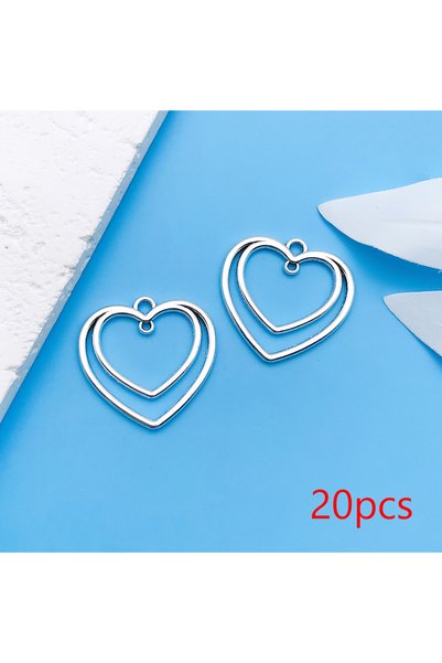 choice2 15892-20 قطعة 12/20 قطعة قلادة على شكل قلب بتصميم مجوف فضي عتيق لصناع...