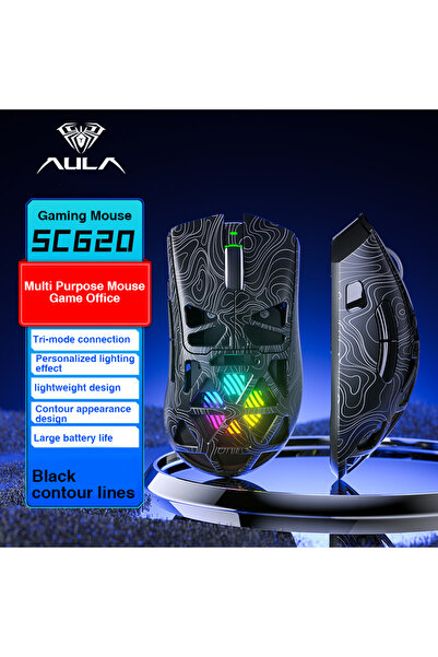 Choice ماوس ألعاب لاسلكي AULA Black SC620، اتصال بثلاثة أوضاع 2.4 جيجاهرتز/US...