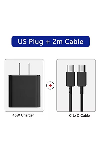 Choice US Plug - 2m Cable US PD 45W 5A Super Fast USB-C Charger For Samsung S...
