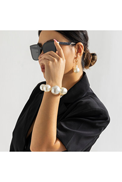 Choice white 2 IngeSight.Z New Exaggerated Big Imitation Pearls Choker Neckla...