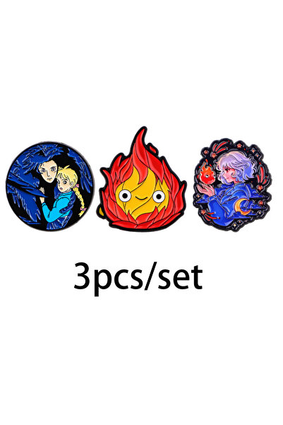Choice 3pcs 3pcs Anime Movie Enamel Pin Set Cartoon Fire Brooch For Coat Wome...