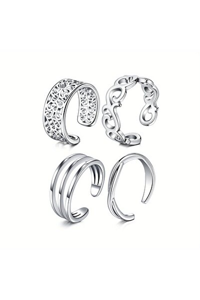 Choice 16 Set 2-Silvery 4pcs Adjustable Toe Rings for Women Open Stainless St...
