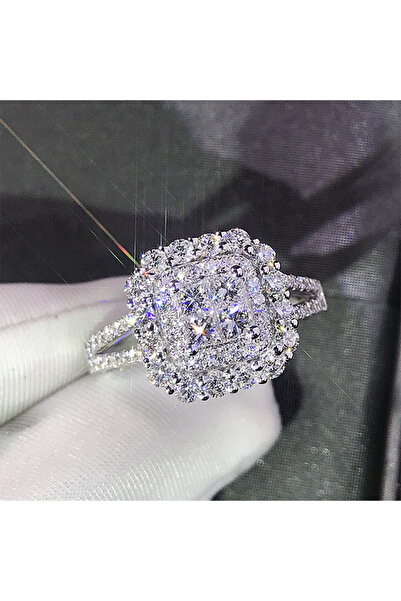 Choice 7 Silver Plated WHITE Huitan Gorgeous Square Shape Women Ring Full Bli...