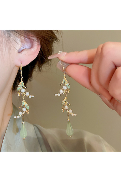 Choice 01 Lily Of The Valley Leaf Water Drop Resin Dangle Earrings For Women ...